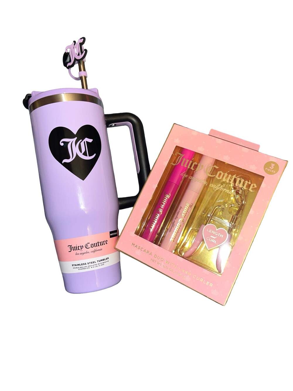 Juicy Couture Lavender 31.5oz Stainless Steel Tumbler and Mascara Duo Gift Set